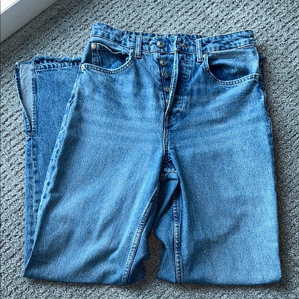 H&M High Waisted Split Hem Denim Jeans
